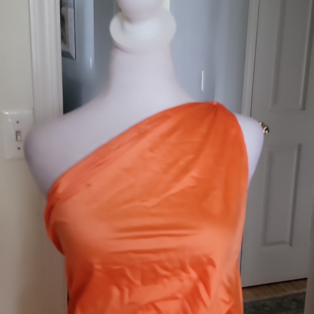 Memoriesea Elegant Orange One-Shoulder Dress